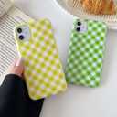 Longlayss for iPhone 11 Case Lattice Plaid Checkered Gingham Phone Case Cute Aesthetic Pattern Soft TPU Shockproof Phone Cover for Women Girls (Blue)