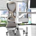 Ergonomic Home Office Chair – 4-Way Lumbar Support, 3.54" Extra-Thick Seat Cushion, Breathable Mesh Back, Flip-Up Arms, Swivel Computer Desk Chair for All-Day Sitting, 330LBS (Gray+Champagne)