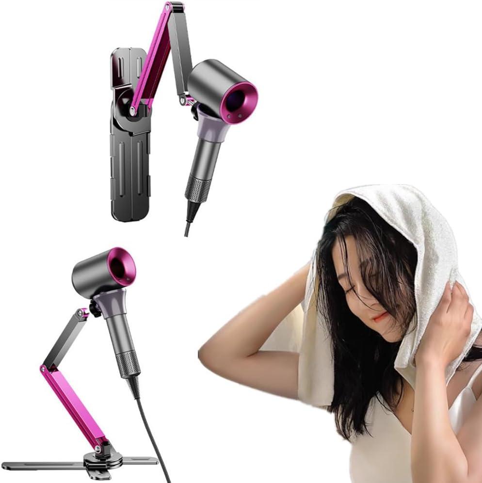 Hands Free Hair Dryer Holder, 2 in 1 Wall Mount Hair Dryer Stand Pet Grooming Table Hair Dryer Holder, Adjustable Hair Dryer Holder Stand - Hands Free Blow Drying with Fully Positionable Arm