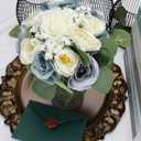 Set of 2 Bridesmaid Bouquets, 11 Inch Wedding Bouquets for Bridesmaids Artificial Flower Bouquets for Wedding Ceremony Bridal Shower Decorations - Dusty Blue & White