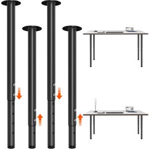 Adjustable Furniture Leg Set 32~51 Inch, Adjustable Metal Table Leg Home Office DIY Metal Desk Legs, for Computer Desk Dining Table Office Desk (4, Black)