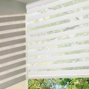 Cordless Zebra Blinds for Windows, Modern Dual Layer Zebra Shades with Linen-Blend Fabric, Light Filtering & Privacy Control, Easy Install, （32.5" W×72" H,Beige）
