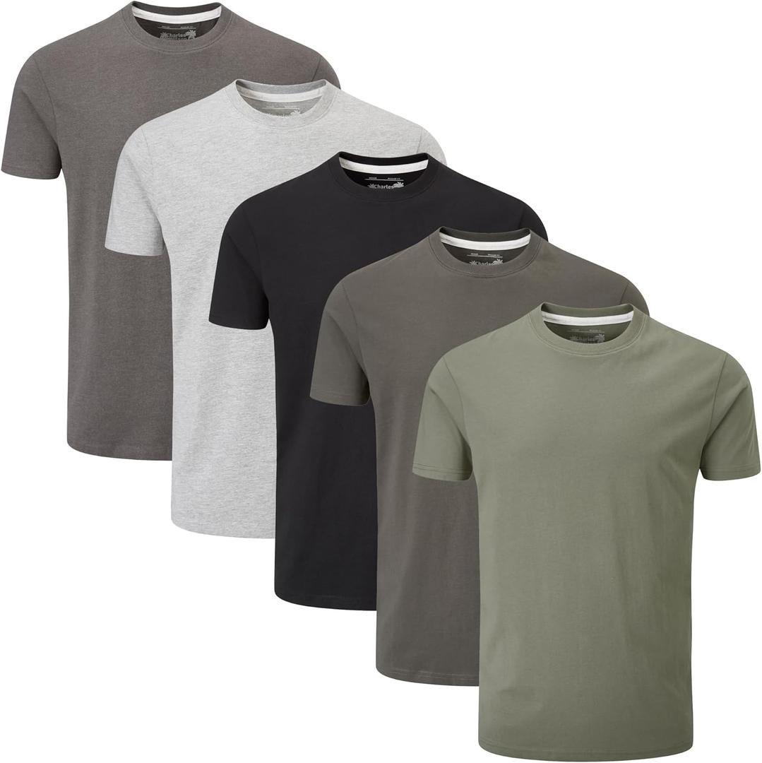 Charles Wilson Men's 5 Pack Crew Neck T-Shirt (X-Large, Grey Essentials U624)