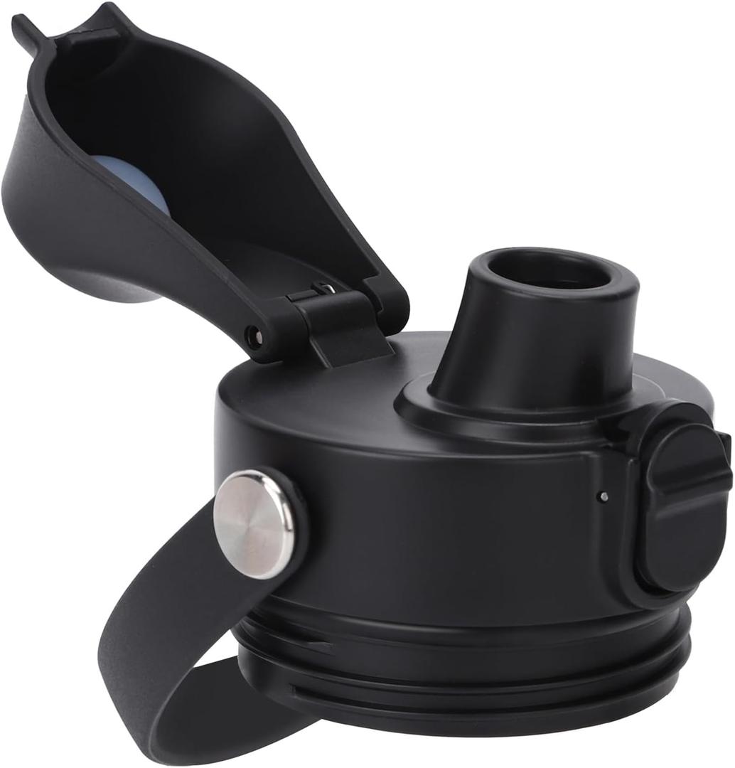 POYAKU Auto Spout Lid for Yeti Rambler 12/18/26/36/46/64 Oz Chug Cap Replacement with Soft Handle for RTIC | Leakproof | BPA Free | Dishwasher Safe (Aotu Spout Lid, Black)