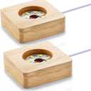 Pack 2 Wooden LED Light Display Base Wood LED Display Stand for 3D Crystal Laser Glass Resin Art Warm Light Square USB Only