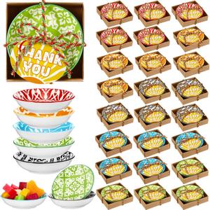 Teenyyou 25 Set Wedding Thank You Gifts Bohemian Ceramic Dipping Bowls 3.8 Inches Dishes Dipping Sauce Dish 3oz Small Appetizer Dessert Pinch Bowls for Employee Appreciation Return Gift
