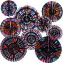 Outus 9 Pcs Hispanic Heritage Month Decorations Spanish Hanging Fans Latin American Paper Fans National Hispanic Heritage Month Hanging Decor Bulletin Board Classroom Decor for Ceiling Wall Home