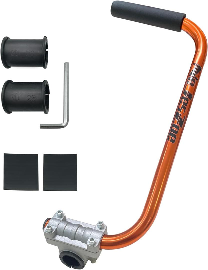 NeJesZoe Ergonomic Trimmer Handle Grip for Weed Wacker Extension Handle, Ergonomic String Trimmer Handle Lawn Trimmer Grips with Bracket Clamp for String Trimmer, Lawn Care, Landscaping (Orange)