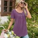 Bestbee Women's Pajama Sets 2 Piece Summer Sleepwear Lounge Outfits Short Sleeve Long Pants With Pockets Ladies Pjs (Purple, L)