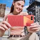 Vizvera for Samsung Galaxy Z Flip 7 Case with Hinge Protection, Built-in Screen Protector Shockproof All-Inclusive Phone Cover for Z Flip 7-Coral Red