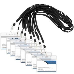 25 Sets ID Badge Holder with Lanyard, Soft and Durable Black Lanyards for ID Badges with ID Holder, Horizontal Badge Holder with Swivel Hook Lanyard for Student Teacher Volunteer Employee