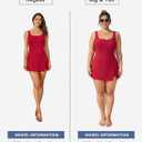 Aleumdr One Piece Swimdress Swimsuit for Women Tummy Control Split Swim Dress Skirt Bathing Suit with Pockets (Red, XL)