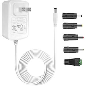 Gonine 24V 1A Power Supply Adapter White, 100-240V AC to DC Converter, 5 Plug Tips for LED Strip Lights etc (Not Battery Charger).