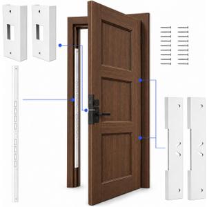 5-Piece Door Frame Reinforcement Kit, Anti Kick in Door Security, White