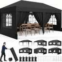 Driftalia 10x20 Pop up Canopy Tent with 6 Sidewalls, Outdoor Canopy with Windows & Roller Bag, Party Tent for Commercial Events, Weddings, Camping - Black