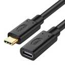 3FT Thunderbolt 4 Extension Cable, USB Type C Flexible TPU Fast Charge Cable 240W, 40Gbps, 8K@60Hz Compatible with Thunderbolt 3, USB 3.1/3.2 (Twisted Pair, Black, 3FT)