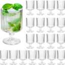 20pcs Vintage Ribbed Wine Glasses, 6.8 oz Origami Style Goblet Glasses, Clear Short Stem Water Goblets, Cocktail Glasses Glassware for Iced Tea, Beer, Juice, Whiskey, Party