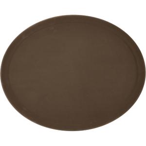 Winco 26" x 22" Brown Oval Fiberglass Glass Tray