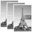 upsimples 12x18 Picture Frame White 3 Pack, Scratch-Proof Poster Frames 12 x 18 for Photo Gallery - Slide-In Strips, Horizontal or Vertical Wall Mounting