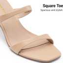 DREAM PAIRS Women's Low Kitten Heels Square Toe Two Strap Heeled Sandals Dress Casual Summer Mules Shoes (Beige) 10