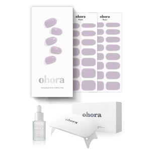 ohora Semi-Cured Gel Nail Strips Value Set (N Cream Lavender Starter Kit) Includes Full Size Lamp and Mini Remover, Salon-Quality, Long Lasting, Easy to Apply & Remove