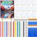 120pcs 8x10 Inch Painting Supplies Kit, 12Pack Art Canvas Bulk with Easel Stand, 12 Colors Mini Acrylic Paint Set, Small Paint Brushes, Paint Trays, Painting Kit