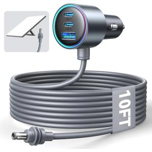 Starlink Mini Car Adapter, 10FT Starlink Mini Cable Car Charger, 12V-24V Cigarette Lighter Adapter [Stable Power Chip & 18AWG Waterproof Cable] Dual PD 45W + USB A 30W Ports for Cars, Trucks, RVs
