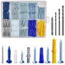 Wensilon (274 pcs) Plastic Drywall Wall Anchors Kit with Screws Concrete Screw kit Wall Anchor Set Suitable for Brick and Cement Walls