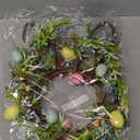 Easter Bunny Spring Wreath for Front Door, Lighted Easter Wreaths with Timer and 30 LED Warm Lights, Foldable Bunny Wreaths with Eggs, Twigs and Berries, Pre-Lit Wreath for Spring Decor (11.82Lx2.36Wx26H, Green Leaves&blue Berries&pastel Eggs)