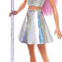Barbie Pop Star Doll Dressed in Iridescent Skirt with Microphone and Pink Hair, Gift for 3 to 7 Year Olds