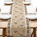 Seliem Cute Grey Table Runner, Grey Polka Dot Kitchen Dining Table Decor, Burlap Home Decoration Indoor Outdoor Party Supply 13 x 72 Inches
