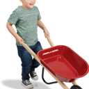 Radio Flyer Classic Kids Wheelbarrow, For Kids 3+, Seamless Steel Tray with No-Scratch Edges, Real Wooden Handles, Durable Front Wheel, Steel Undercarriage, 25 lb Capacity, Garden Toy for Children
