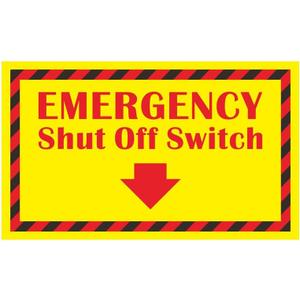 Emergency Shut Off Switch Sign Label 8"x5" Adhesive-Poly Vinyl for Electrical Warning Stickers Self Adhesive Yellow/Red/Black Tag 20 Pack