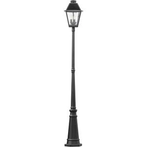 LUTEC Outdoor Solar Lamp Post Light with Motion Sensor, Dusk to Dawn Waterproof Pole Light with Three Modes, Exterior Vintage Black Solar Powered Street Light Fixtures for Garden, Patio, Pathway, Yard