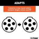 CURT 57286 8-Foot Flat Towing 6-Way Round Motorhome to Dinghy Vehicle Wiring Adapter Extension Harness and Sockets