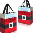 Nush Nush Christmas Gift Bags Medium Size  12 Festive Reusable Gift Bags With Holographic Santa Design - Christmas Bags, Goodie Bags, Party Favor Bags - 8 x4 x 10 Large Size