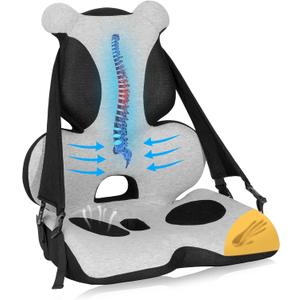 Memory Foam Lumbar Support Pillow, Car Seat Cushion, Office Chair Cushion, One Piece Chair Pad, Improve Posture, Sciatica, Hip & Back Coccyx Tailbone Pain (Light Grey)