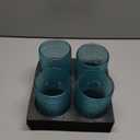 Set of 4 Hobnail Drinking Glasses, 15oz, Vintage Jupiter Drinking Glasses, Embossed Old Fashioned Glassware for Beer, Water, Juice, Cocktail, Whiskey, Gift (Pool Blue, Large)