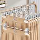 HUADYMEET 14 Inch Space Saving Pant Skirt Hangers with Clips,Beige,20 Pack | Metal,Heavy Duty,Adjustable,Hanger for Pants Jeans Shorts Clothes Slacks Trousers,For Adult Men Women Children,Non Slip