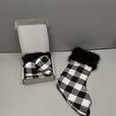 Senneny Christmas Stockings- 4 Pack 18" Black White Buffalo Plaid Christmas Stockings with Plush Faux Fur Cuff, Classic Large Christmas Stockings Decorations for Family Christmas Holiday Party Decor