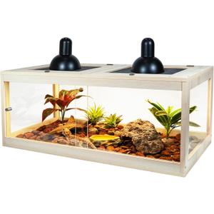 Bearded Dragon Tank 81 Gallon, Lizard Tank, Reptile Tank with Metal Mesh Roof Door, Snake Tank with Lock Design, 48" Long, Oak