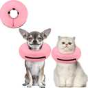 Supet Inflatable Dog Cone Collar for Small Dogs Puppies Cats, Soft Dog Cone Alternative After Surgery for Puppies Cats to Stop Licking (XS(Neck 4"-7"), Solid Pink)