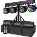 Telbum DJ Disco Lights with Stand, Professional LED Party Light Set, DJ Lighting System DMX512, Sound Activated Stage Lights Package for Gig Bar Wedding Live Band Club Booth Show Events