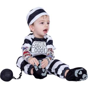 Spooktacular Creations Halloween Baby Prisoner Costume with Tattoo Sleeves, Prisoner Costume Toddler for Infant Dressup Party (3T (3-4 yrs))