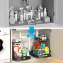 Under Sink Organizer, 2 Tier L-Shaped Bathroom Kitchen Organizers and Storage, Pull Out Sink Cabinet Drawer Shelf Pantry Organizer and Storage, Black