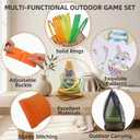 4-in-1 Plastic Carnival Party Games Set,Includes Ring Toss Games, Bean Bag Toss Games, Cones & 3-Legged Race Games, Sports & Outdoor Game Toys for Backyard, Birthday & Family Party
