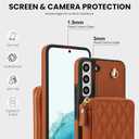 Phone Case for Samsung Galaxy S21 FE 5G Wallet Cell Cover with Tempered Glass Screen Protector Wrist Crossbody Strap RFID Blocking Card Holder Slot S 21 EF S21FE5G UW S21FE 21S G5 6.4 inch Women Brown