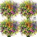 20 Bundles Artificial Flowers for Outdoors Fake Plastic Flowers UV Resistant Realistic Faux Plants Shrubs for Spring Summer Garden Porch Yard Patio Planter Window Box Home Decor, Mixedcolor