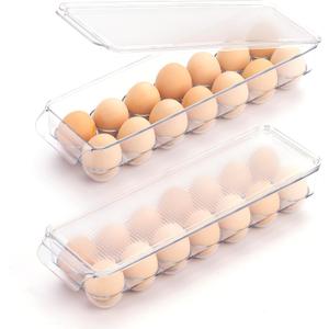 2 Packs Egg Holder for fridge with Lid, Egg Container For Refrigerator Plastic Organizer Bins,Clear 28 Eggs Trays for Home/Kitchen Storage (28 Eggs, 2 Packs)