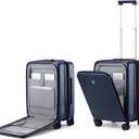Hanke Grace Expandable Carry On Luggage with Wheels Airline Approved Hard Shell Suitcases with Front PocketTop Opening Luggage with TSA Lock for Short Business Travel, Dark Blue. (20 Inch Expandable)